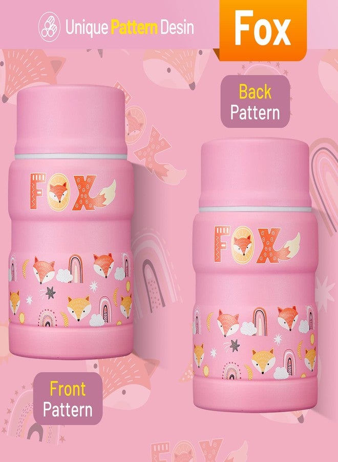Charcy 17oz Thermo for Hot Food, Insulated Lunch Food Container with Folding Spoon QB - Pink Fox - Image 2